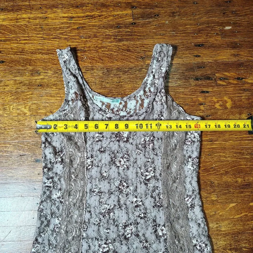 Y2k Indie Sleaze Brown Floral Lace Cottagecore Scoop Neck Tank Top/T732